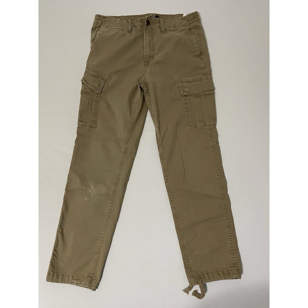 American Eagle Men's Flex Khaki Cargo Pants 33X34 Distressed